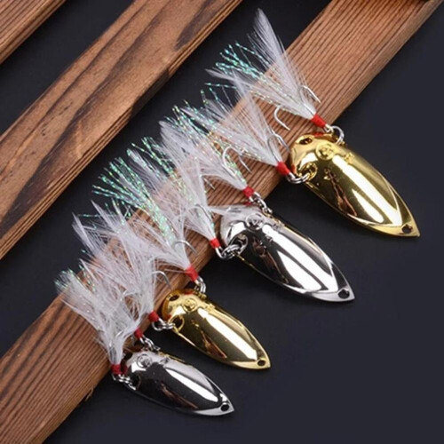 (Silber, 10 g) Kylebooker Angelköder, Löffel, Metallköder, doppelter japanischer Haken, Federn, 2,5 2