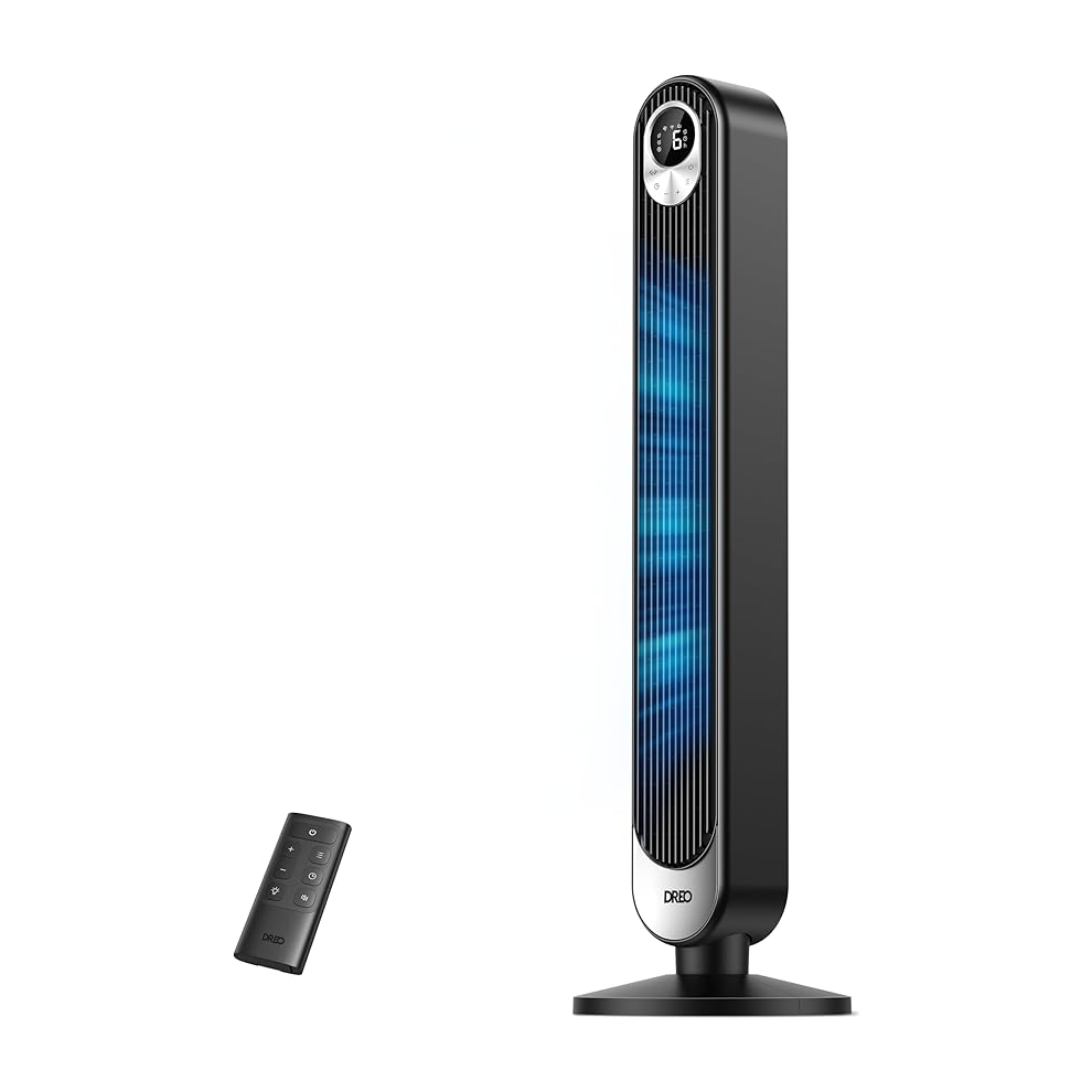 Dreo 25dB Silent Tower Fan, 28ft/s High-Velocity Cooling Fans, 9 Speeds Standing Fans for Bedroom, 42 Inch Bladeless El