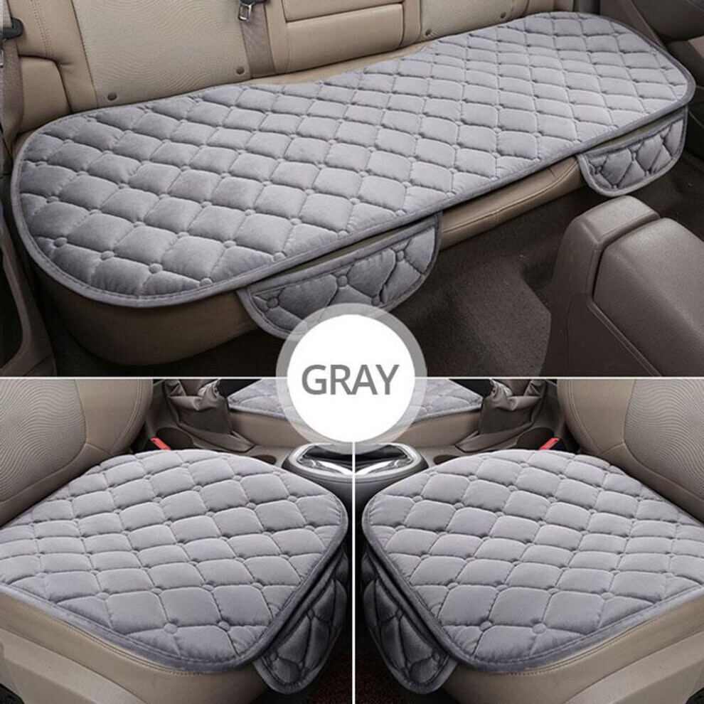 (gris, 3Pcs) Set de housse de siège de voiture Hiver doux et chaud Coussin de siège de voiture antidérapant Housse de siège de voiture