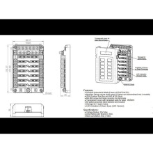 (12 circuits met 24 zekeringen) 12-polige zekeringkast met negatieve busbar en led-indicator - 100A
