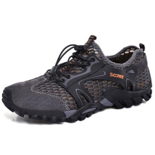 (gris, 44) Zapatos de senderismo transpirables e impermeables para hombre, zapatillas de malla de gamuza