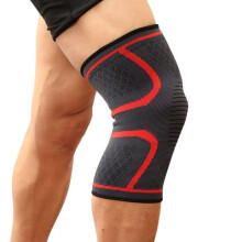 (rosso, M) 1 pz. Ginocchiera elastica in nylon per fitness, corsa, ciclismo, supporto per ginocchio,