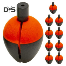 (rood, S) 10 stuks ovale Eva-visdobber met hoge zichtbaarheid, drijfvermogen, lange werpboei, dobber,
