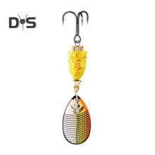 (A) 1/5 stuks 9 cm/10 g vislepel kunstaas met drievoudige haak, metalen spinner met pailletten, lange