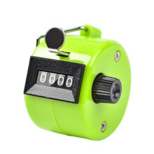 Contatore a scatto meccanico portatile compatto (verde) con display a 4 cifre, non richiede batterie.