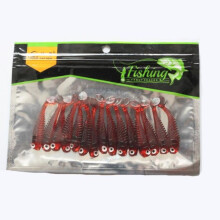 (bruin, 10 stuks) 10 stuks/partij 55mm Zacht Rubberen Aas Vislokmiddel Jig Wobbler Zachte Worm Kunstmatige