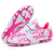 (Weiß, Rosa, 29) Kinderfußballschuhe PVC Anti-Rutsch-Langnagel Tf Magic Sticker mit Jungenspielfußballschuhen