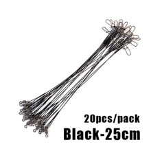(25cm) 20 stuks 16/20/25cm anti-beet stalen draad leader leashes voor het vissen op 50 lbs met draaibare