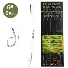 (Maat 26 - 6 stuks) Ftk 18,5 cm 6-8 stuks Leader Karpervishaken Haaruitrusting Met Lijn 30-60 lb 2/4/6/8