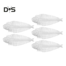 (wit) 5 stuks 6 cm/2 g zachte visgraatlokaas met glitter, realistisch elastisch TPE, kleurrijk kunstmatig