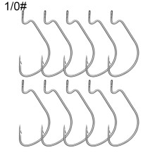 (1/0#) 10 stuks Outdoor Hign Carbon Steel Softjerk Visgerei Vishaak Brede Kruk Vishaken Wormhaak
