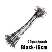 (16cm) 20 stuks 16/20/25cm anti-beet stalen draad leader leashes voor het vissen op 50 lbs met draaibare