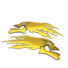 (Gold) Motorrad Auto Feuer Schädel Aufkleber 3D Emblem Aufkleber Helm Kraftstoff Tank Rahmen Körper