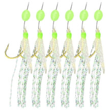 (green, 8) Feathers Sea Fishing Tackle Freshwater Fishing Rigs Fishing Sabiki Rigs Treble Fishing Lures