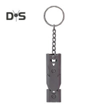 (grau) Doppelrohr-Überlebenspfeife, 150 dB, hohe Dezibel, robuster Edelstahl, tragbar, für Reisen, Mini-Camping,
