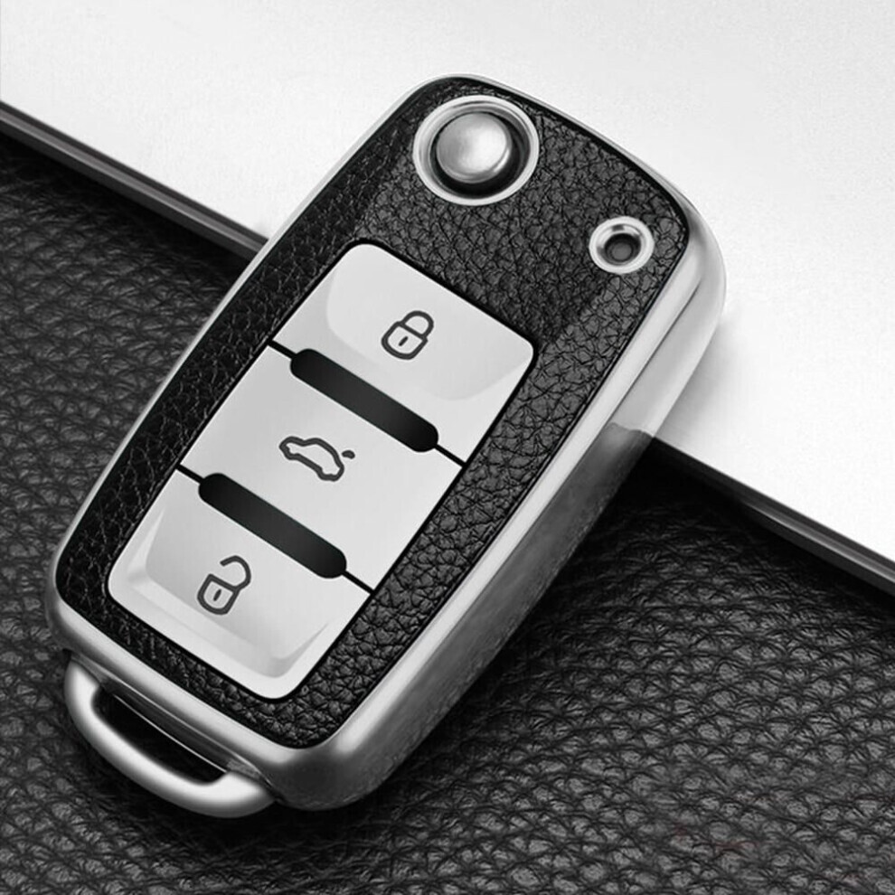 (Autre) Kiqi Tpu Leather Car Key Case Cover For Volkswagen Vw Golf 4 5 6 Jetta Polo Passat Skoda Superb Octavia Fabia Seat Ibiza Leon