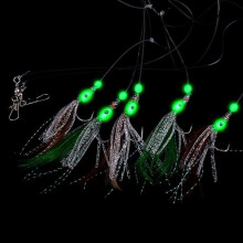 Luminous Sabiki Soft Fishing Lure Hook Octopus Shaped Feather Fishing String Hook