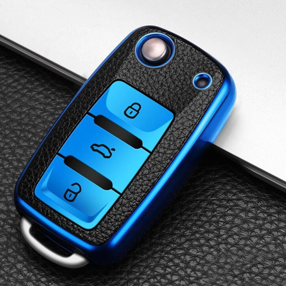 (Autre) Kiqi Tpu Leather Car Key Case Cover For Volkswagen Vw Golf 4 5 6 Jetta Polo Passat Skoda Superb Octavia Fabia Seat Ibiza Leon