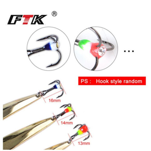 (8-2) Ftk Löffel Eisfischköder 5g / 7g / 11g 43mm / 53mm / 63mm Drehköder Drillingshaken Harter Köder 1