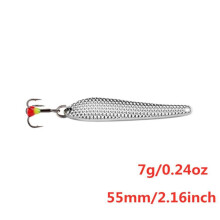 (8-2) Cebo para pesca en hielo con cuchara Ftk, 5 g/7 g/11 g, 43 mm/53 mm/63 mm, cebo giratorio, anzuelo