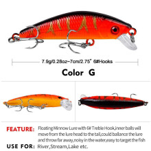 (7#) 7cm Submerged Lure Fish Bait, Freshwater Bass Lure Bait, 7.9g Bait, Biomimetic Plastic Hard Bait