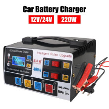 Chargeur de Batterie pour Véhicule Utilitaire Camion Bateau Moto Chargeur de Batterie Automatique 12v/24v 220w Eu Plug