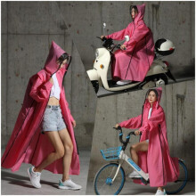 (roze, XXL) Regenjas lang Heren en Dames Rits Capuchon Cape Motorfiets Regenjas Lange Bergbeklimmingscape