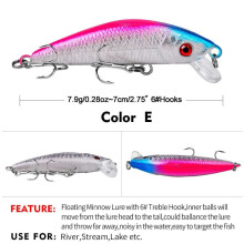 (5#) 7cm Submerged Lure Fish Bait, Freshwater Bass Lure Bait, 7.9g Bait, Biomimetic Plastic Hard Bait