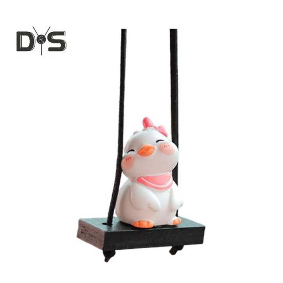(D) Pendentif rétroviseur Couple Canard Décoration Facile à Accrocher Apparence Adorable Ornement de Suspension Intérieur de Voiture