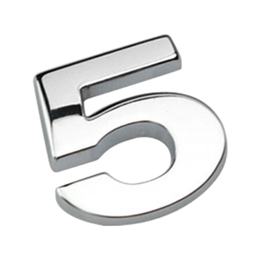 (argent, 5) Pièces Auto Badge Emblèmes de Voiture Décalques Ornementation Auto Sticker Numéro Lettre Autocollante