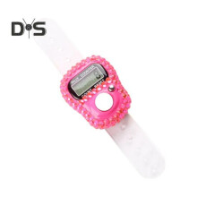 (rosa) Contatore elettronico ad anello con strass, portatile, leggero, con display LCD digitale, azzerabile,