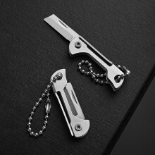 (Other) Mini Stainless Steel Square Head Mini Folding Knife Sharp Easy To Carry Express Delivery Unpacking Keychain Portable Knife