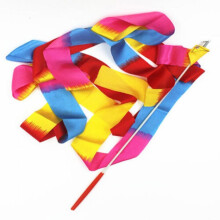 (mehrfarbig) 4 m Gymnastik Rhythmischer Tanz Ballett Band Streamer Twirling Baton Rod Zauberstab