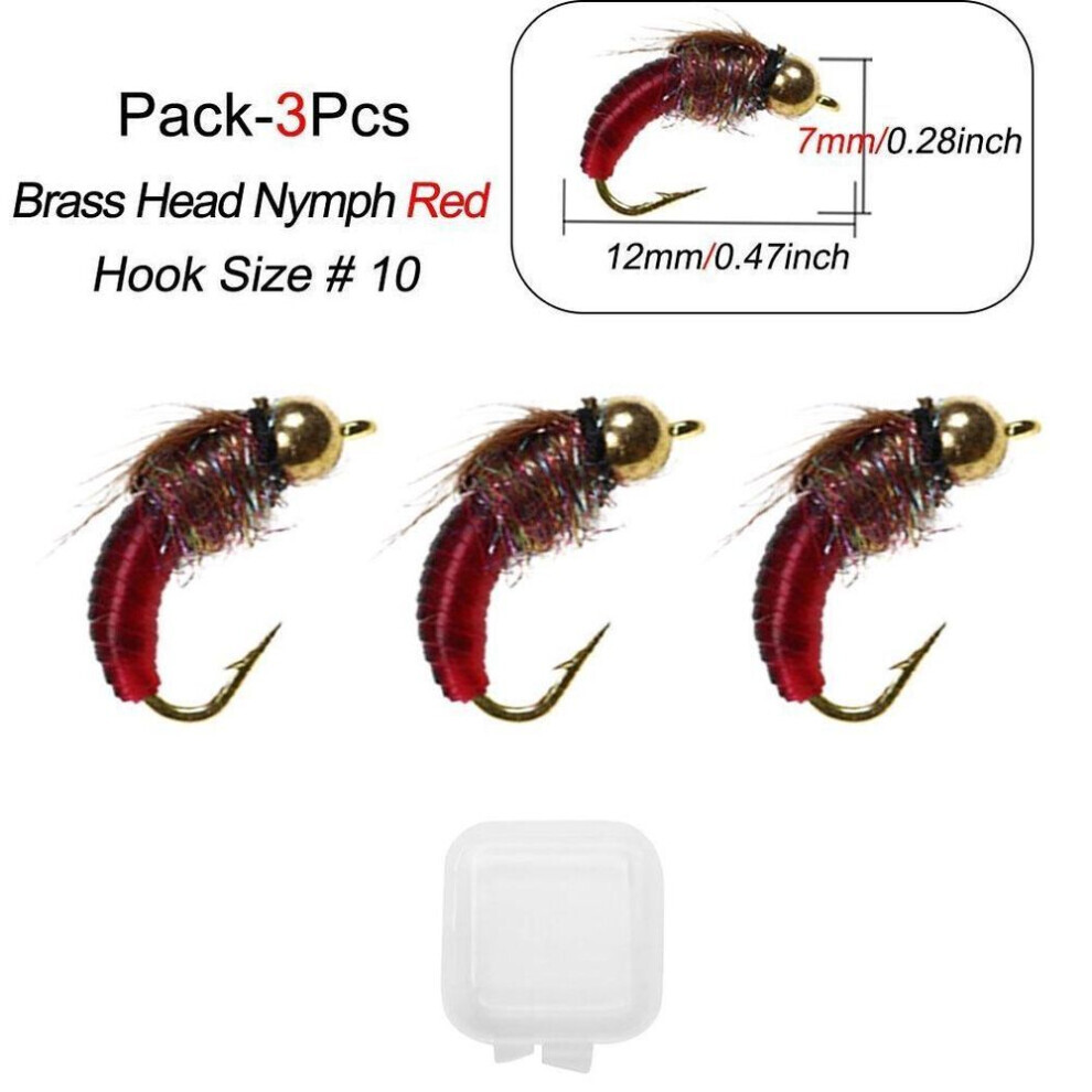 (Style D-3Pcs-Rouge) 3 piÃces de ver rÃaliste/hameÃ§on Ã  perles, nymphe scud plongeante pour la pÃªche Ã  la truite