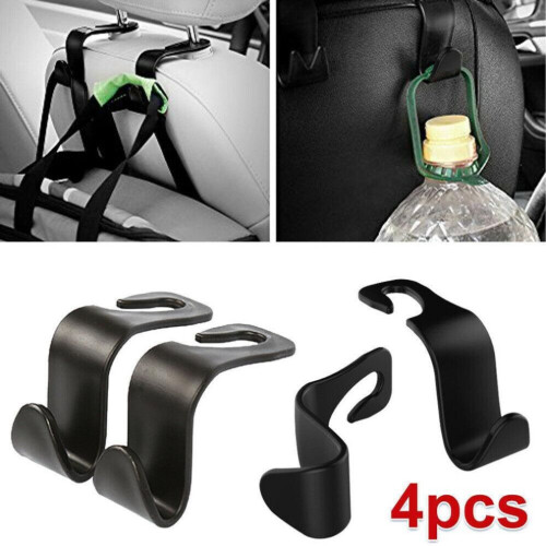 4pcs Car Back Seat Bag Handbag Hooks Plastic Headrest Hanger Storage Groceries