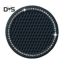 (D) 7cm Car Cup Holder Coaster Round Flower Checked Honeycomb Bling Rhinestone Anti-slip Heat Resistant Pvc Water Bottle Pad Mat Suv