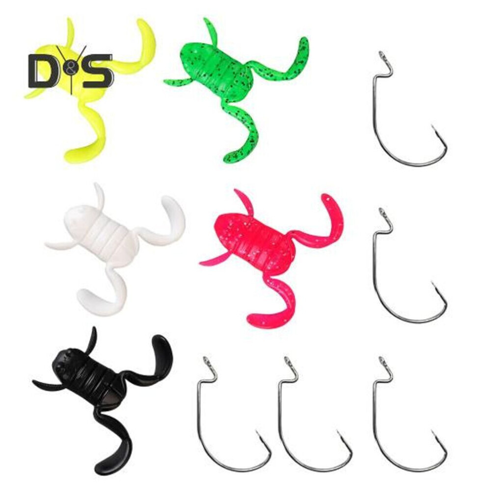 5pcs 4.8cm/4.8g Topwater Soft Frog Lure With 5 Hooks Tpe Floating Artificial Frog Bait Saltwater Freshwater Bass Snakehead Fishing