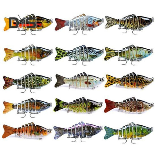 (D) Esca da pesca multi-snodata da 10 cm/15,5 g con ami, esca artificiale in plastica realistica a 7 1