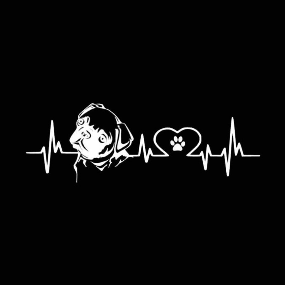 (blanc) Dys Auto Shop Chien Carlin Heartbeat Reflective Car Body Window Sticker Decals Decor