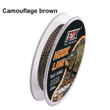 (bruin, 15LB) 20m karpervislijn gevlochten loodvrije kern Carp Front Leader camouflage groene hoofdlijn