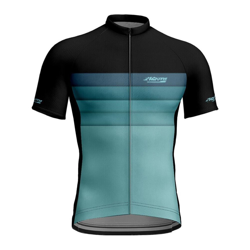 (cyan, XXXL) Combinaison cycliste d'été à manches courtes pour hommes Imprimé 3D Elastic Tight Top