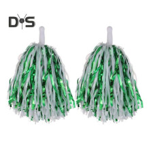 (Grün, Weiß) 2 Stück Cheerleader-Pompons aus Metallicfolie, Cheerleader-Pompons, Handblumen mit Griff