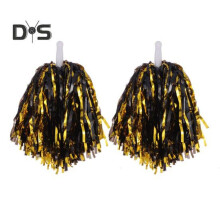 (black,gold) 2pcs Cheerleader Pom Poms Metallic Foil Cheerleader Pom Poms Hand Flowers With Handle For Sports Competitions Celebrations