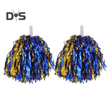 (blue,gold) 2pcs Cheerleader Pom Poms Metallic Foil Cheerleader Pom Poms Hand Flowers With Handle For Sports Competitions Celebrations
