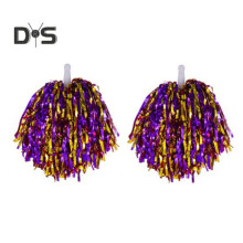 (purple,gold) 2pcs Cheerleader Pom Poms Metallic Foil Cheerleader Pom Poms Hand Flowers With Handle For Sports Competitions Celebrations