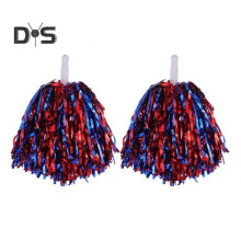 (red,blue) 2pcs Cheerleader Pom Poms Metallic Foil Cheerleader Pom Poms Hand Flowers With Handle For Sports Competitions Celebrations