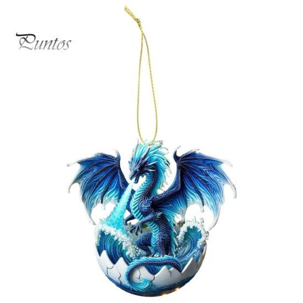 (D) Ornement de Noël Dragon Élémentaire 2d Acrylique Pendentif Dragon Décoration Intérieur de Voiture Cadeau pour les Amoureux des Dragons