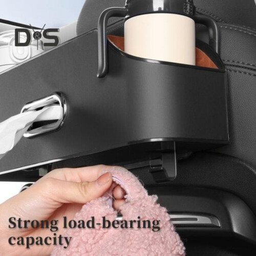 (beige) Large Capacity Car Headrest Storage Box Multipurpose Convenient Auto Back Seat Holder 1