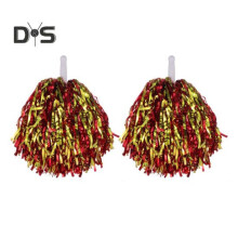 (red,golden) 2pcs Cheerleader Pom Poms Metallic Foil Cheerleader Pom Poms Hand Flowers With Handle For Sports Competitions Celebrations