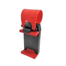 (red) Universal Car Phone Holder, Plastic Steering Wheel Mount, Mobile-phone Stand Support, Bike Clip Mount, Durable And Easy To Use